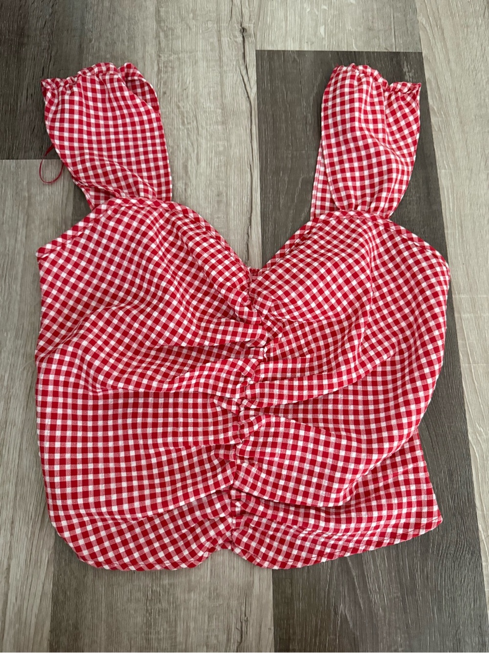 Sienna Sky Red Gingham Ruched Camisole